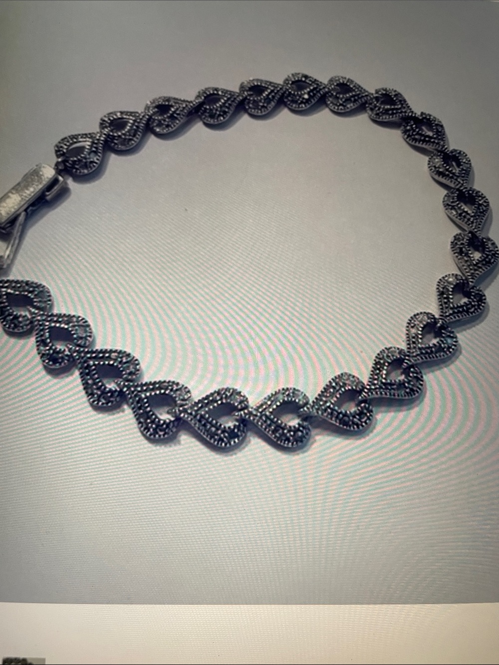 Vintage Women’s Sterling Silver and Marcasite Bracelet - Blackened Patina